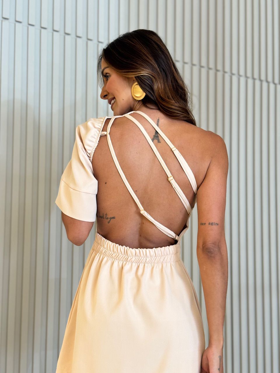 VESTIDO ANDRESSA NULA MANGA Areia