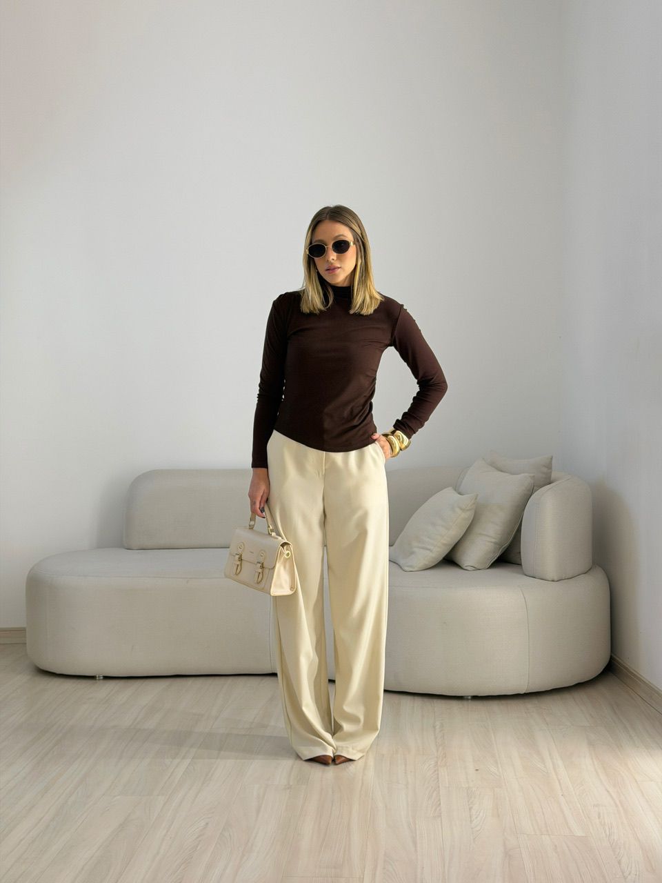 BLUSA ANA LÍVIA MANGA LONGA CAFÉ