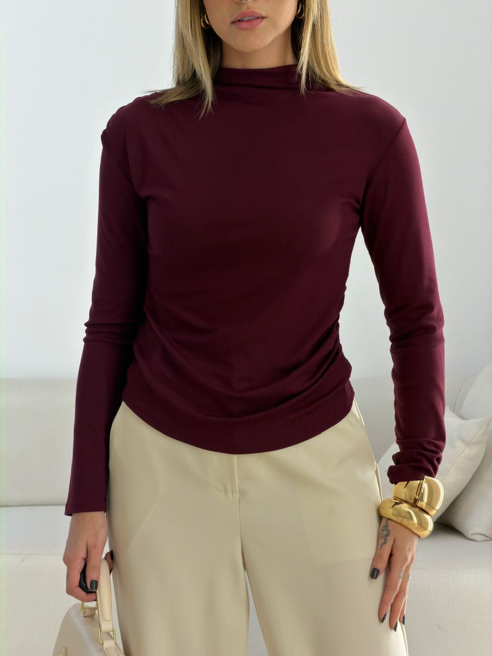 BLUSA ANA LÍVIA MANGA LONGA VINHO