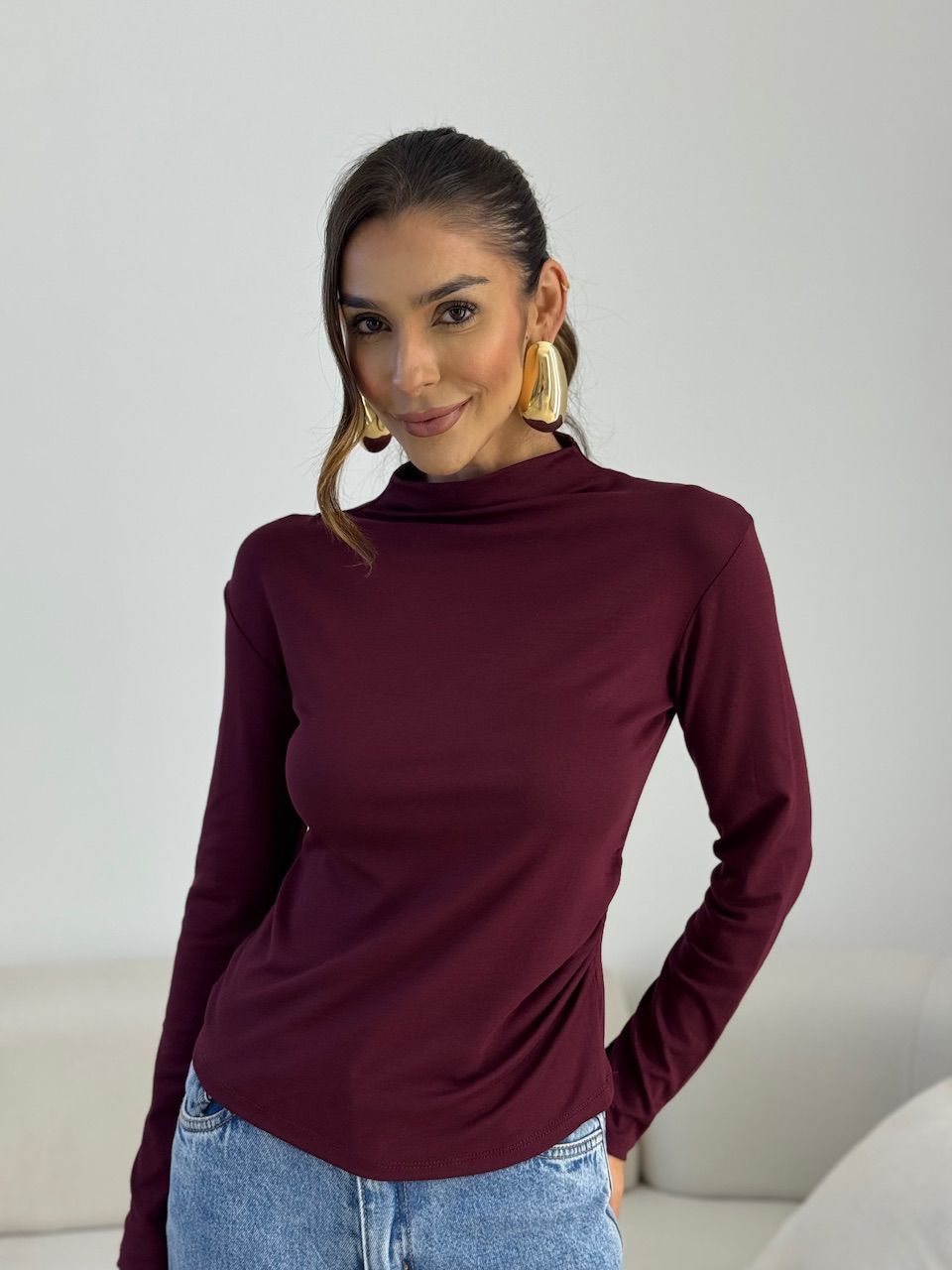BLUSA ANA LÍVIA MANGA LONGA VINHO - 0074020168 - CAROLLA FERRARO