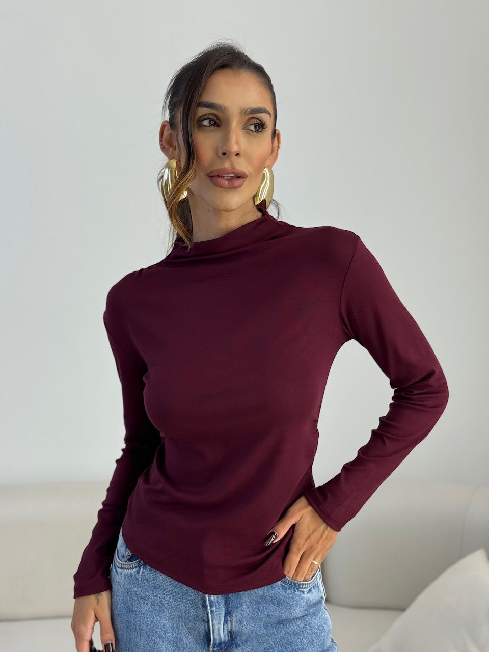 BLUSA ANA LÍVIA MANGA LONGA VINHO