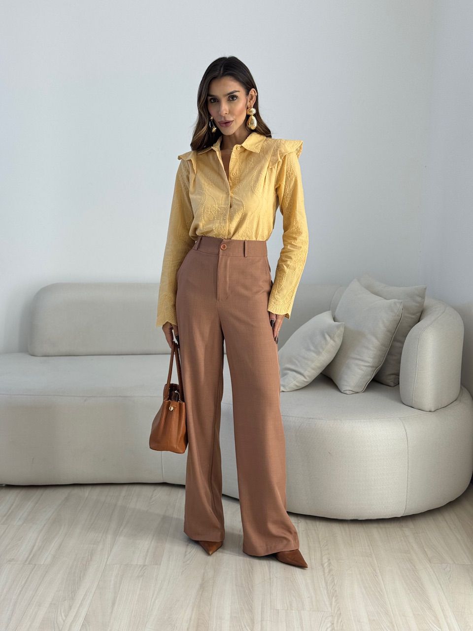 CAMISA CAMILA BORDADA CREME