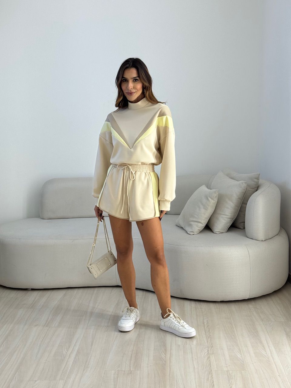 CONJUNTO LUIZA SHORT NUDE - 0074050049 - CAROLLA FERRARO