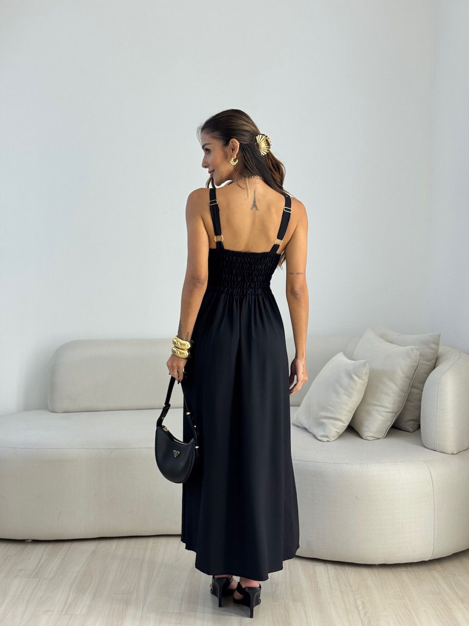 VESTIDO BELLA PESPONTO PRETO