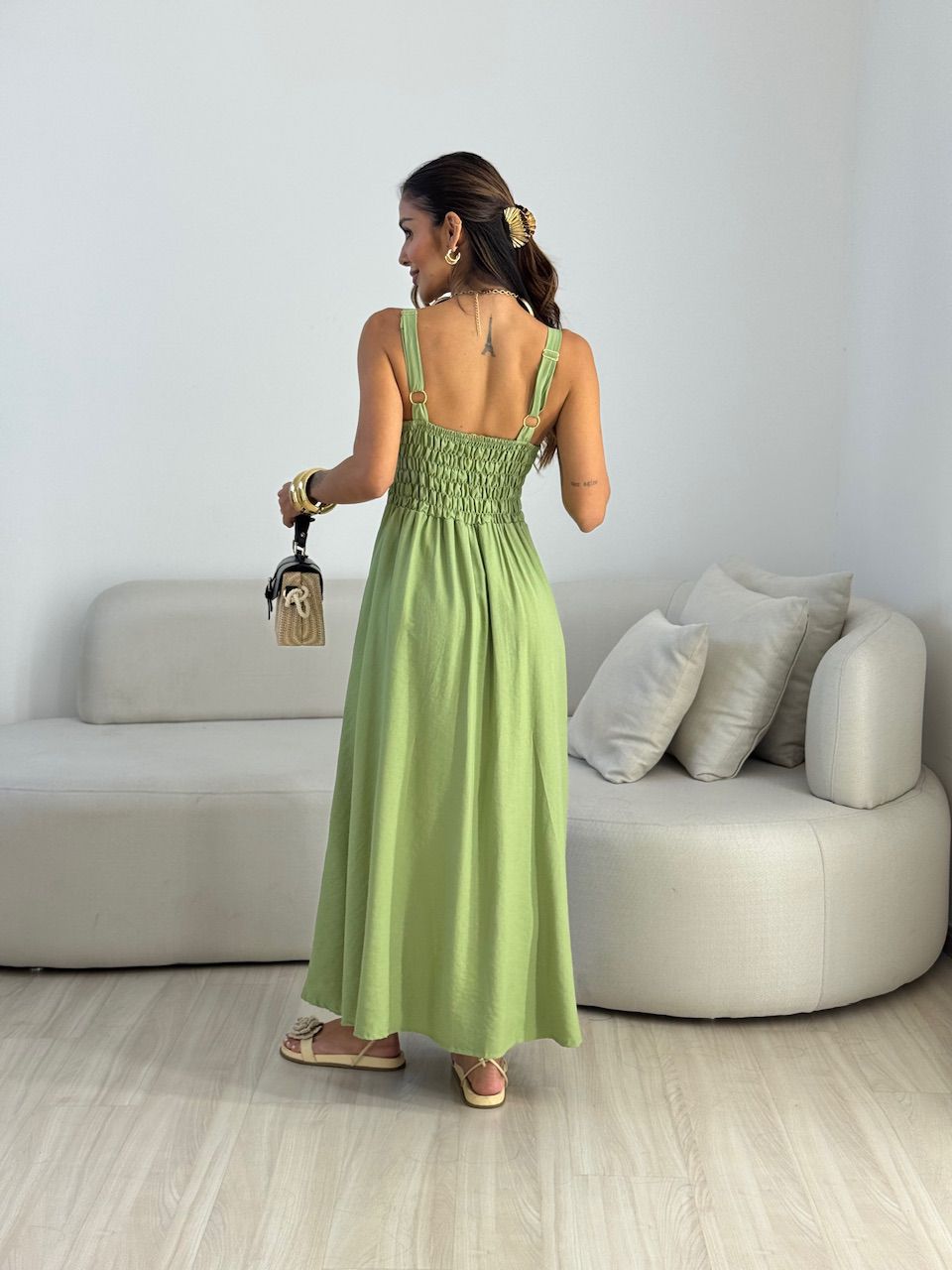 VESTIDO BELLA PESPONTO VERDE