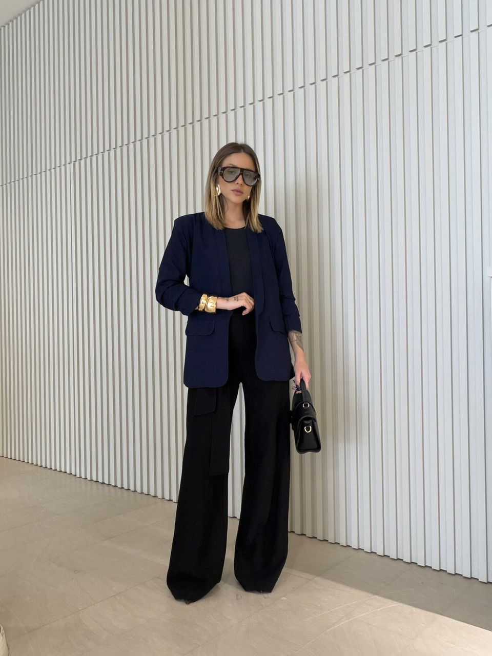 BLAZER EDUARDA MANGA DRAPEADA MARINHO