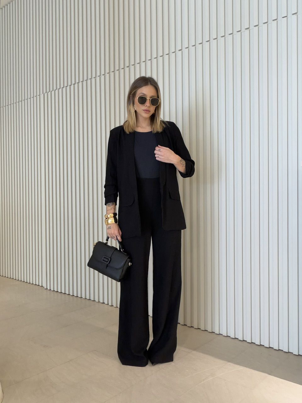 BLAZER EDUARDA MANGA DRAPEADA PRETA