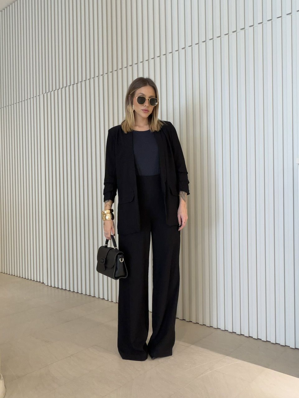 BLAZER EDUARDA MANGA DRAPEADA PRETA