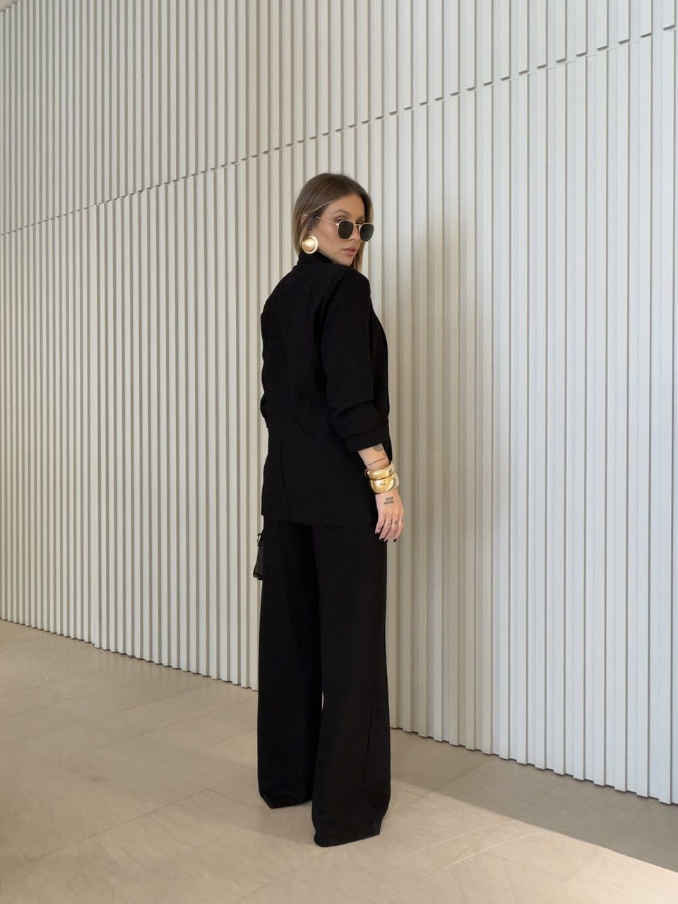 BLAZER EDUARDA MANGA DRAPEADA PRETA