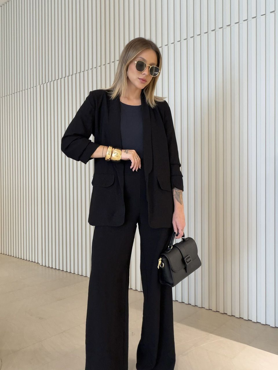 BLAZER EDUARDA MANGA DRAPEADA PRETA