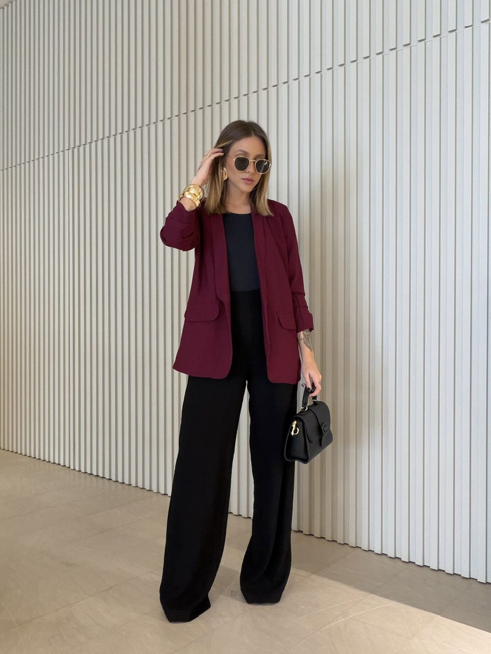 BLAZER EDUARDA MANGA DRAPEADA VINHO