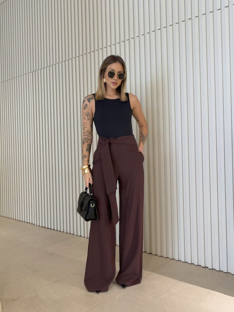 CALÇA KARINE AMARRAÇÃO CAFÉ - 0075050160 - CAROLLA FERRARO