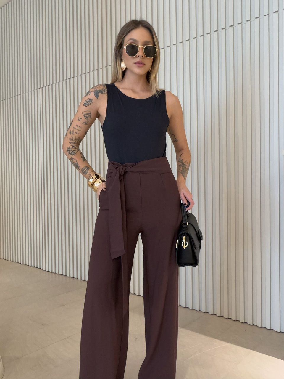 CALÇA KARINE AMARRAÇÃO CAFÉ