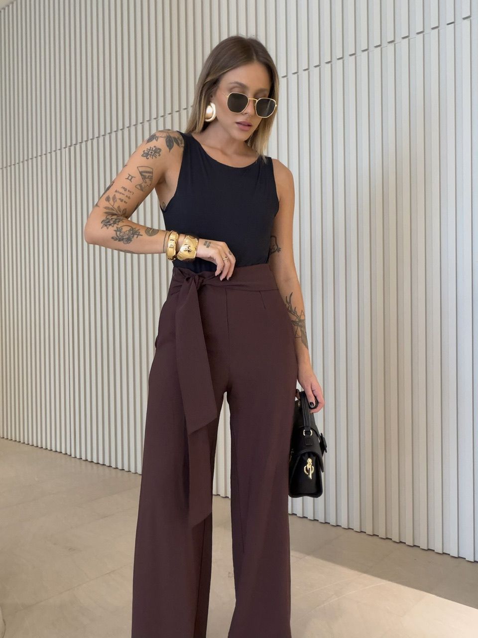 CALÇA KARINE AMARRAÇÃO CAFÉ