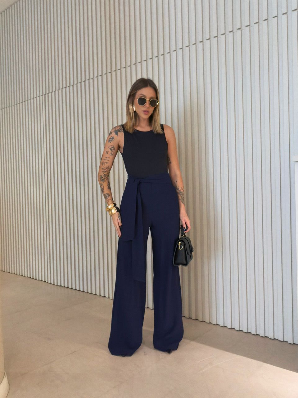 CALÇA KARINE AMARRAÇÃO MARINHO - 0075050055 - CAROLLA FERRARO