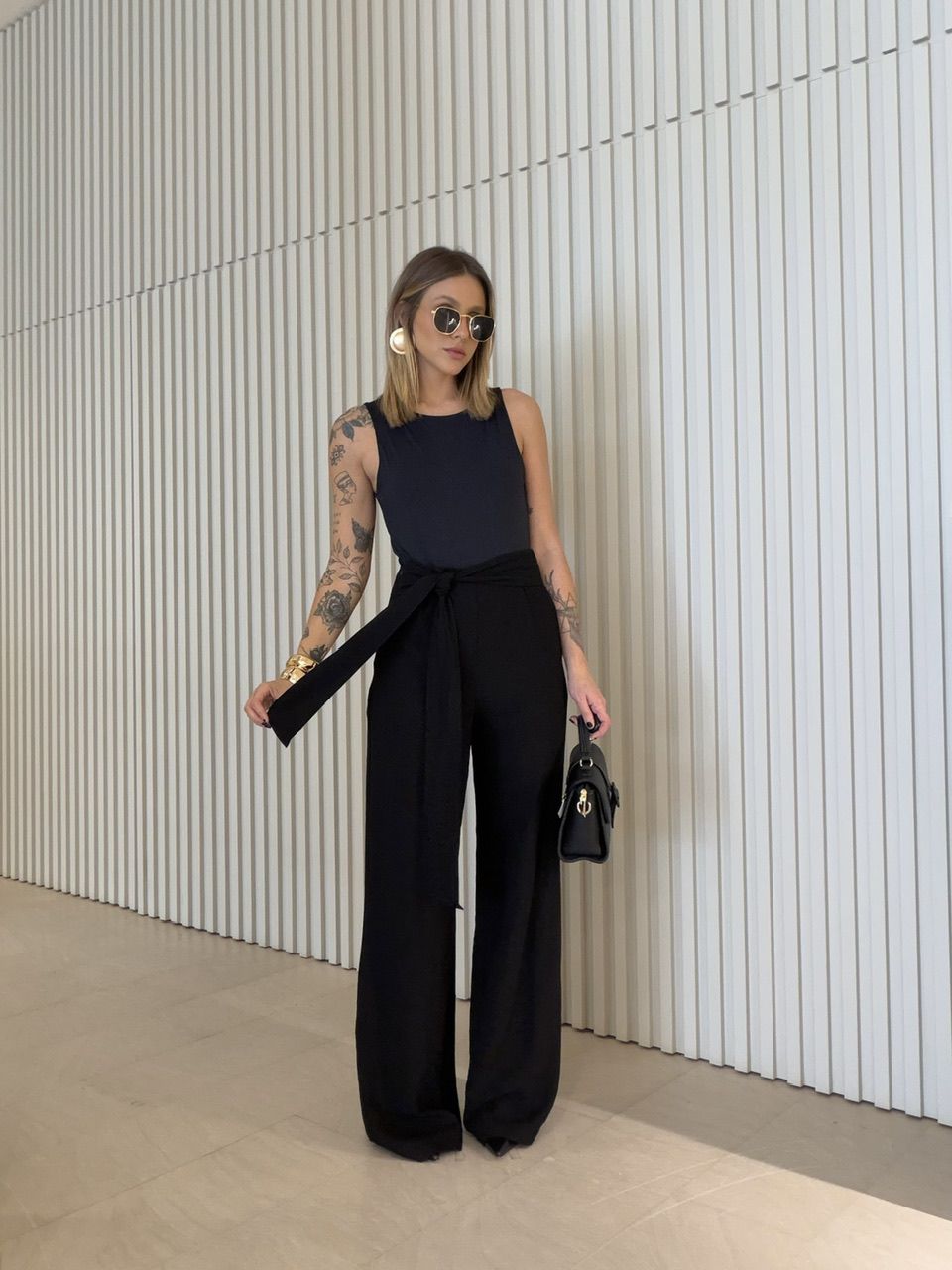 CALÇA KARINE AMARRAÇÃO PRETA - 0075050033 - CAROLLA FERRARO