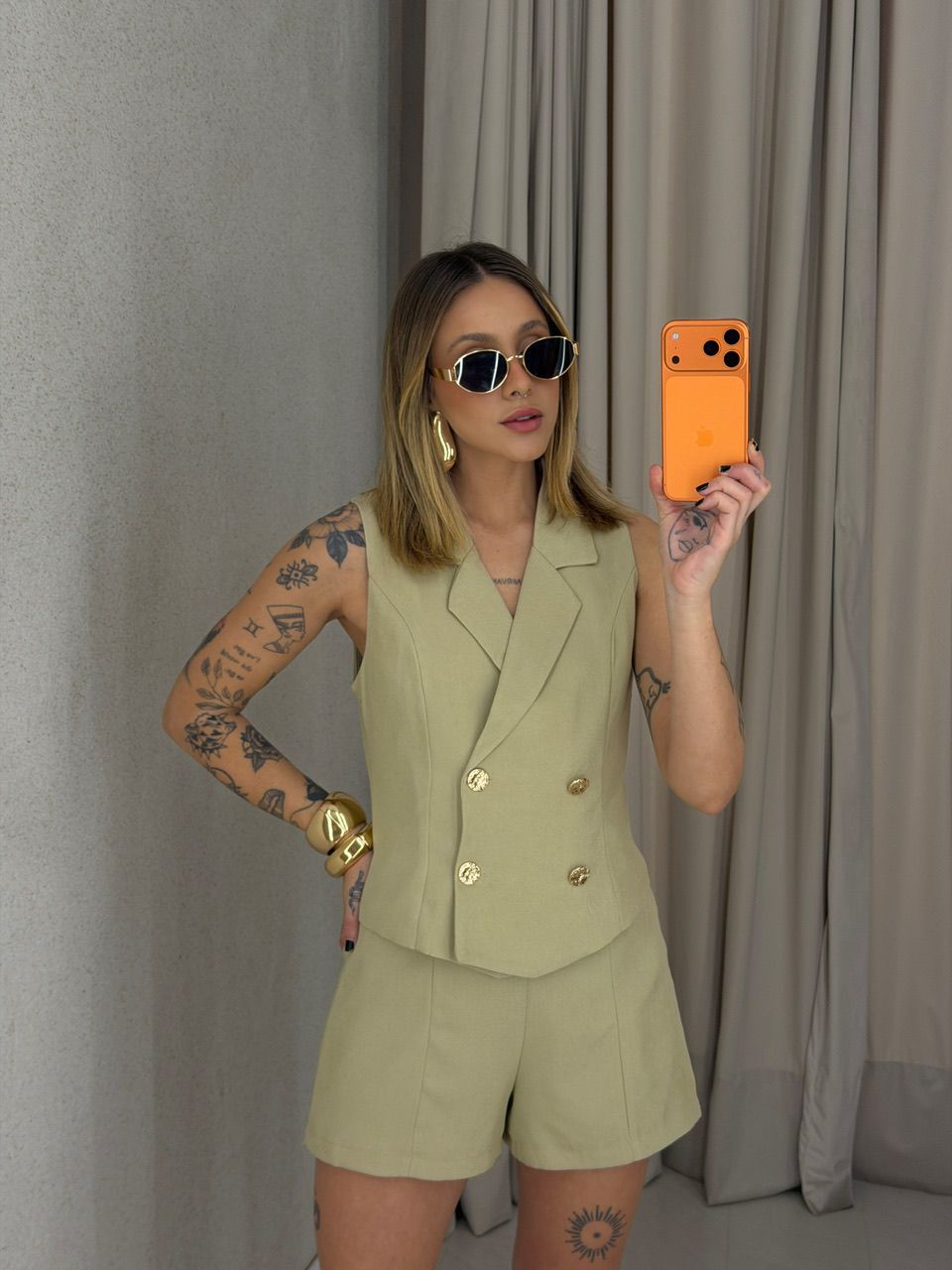 CONJUNTO MÔNICA SHORT CREME