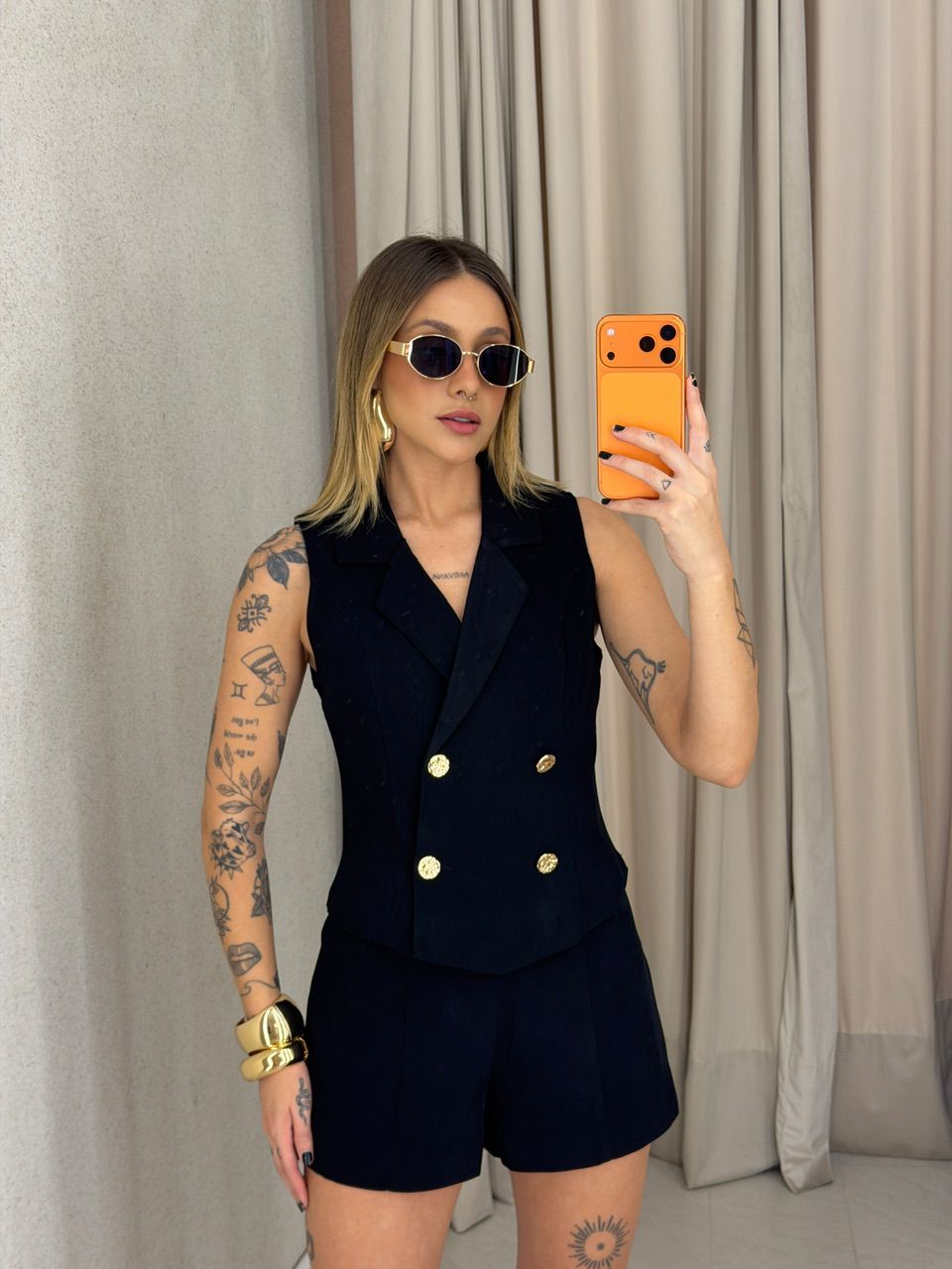 CONJUNTO MÔNICA SHORT PRETO