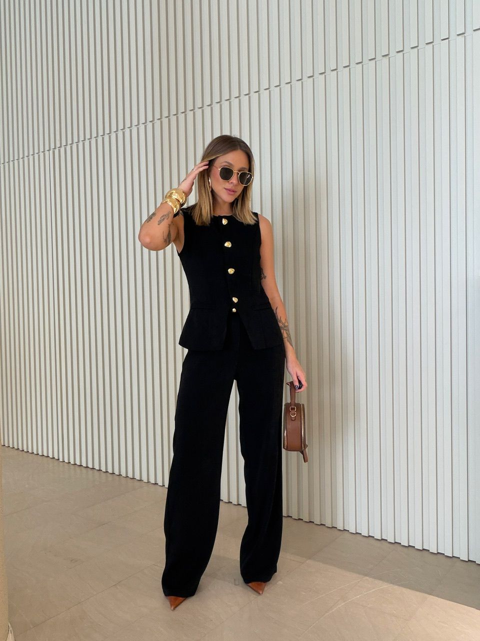 CONJUNTO TAMARA COLETE CALÇA PRETO