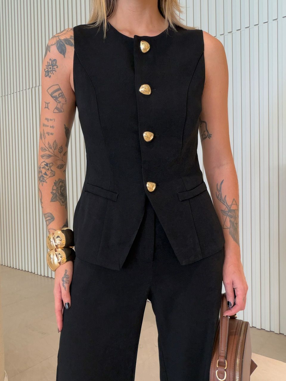 CONJUNTO TAMARA COLETE CALÇA PRETO