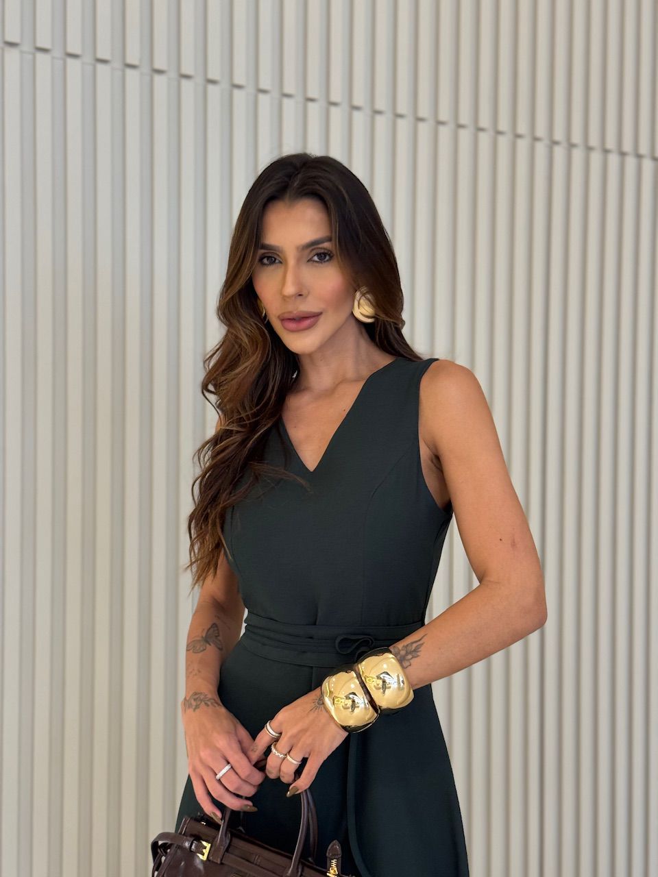 VESTIDO FABRÍCIA FAIXA VERDE MILITAR