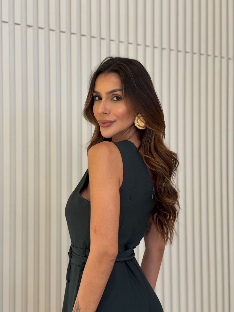 VESTIDO FABRÍCIA FAIXA VERDE MILITAR