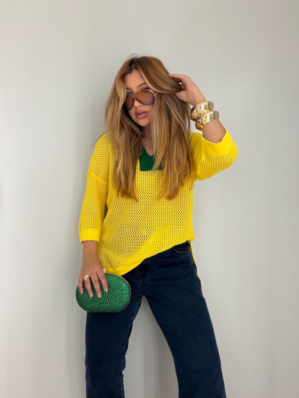 TRICOT BRASIL GOLA AMARELO