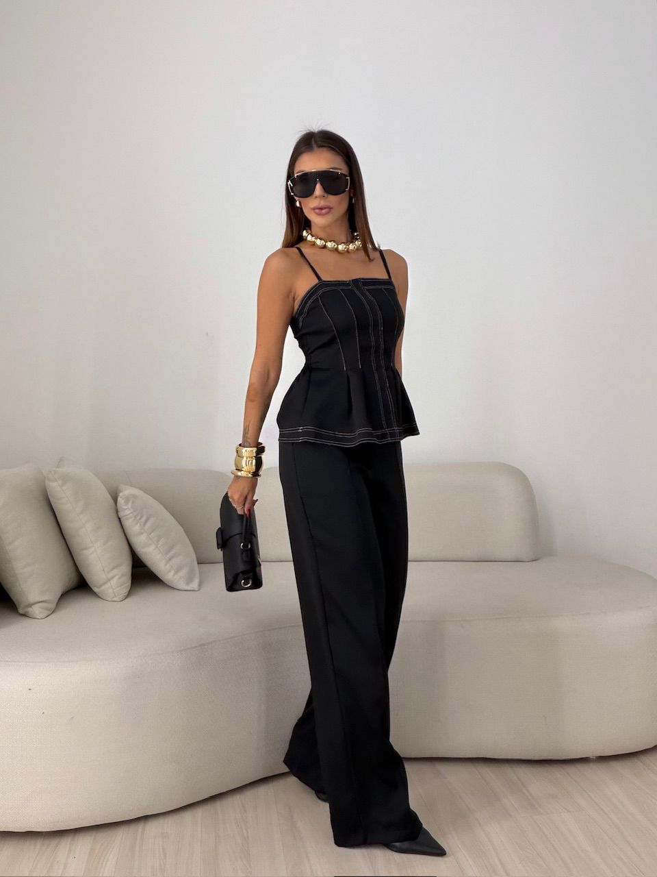 CONJUNTO VALÉRIA BLUSA CALÇA PRETO