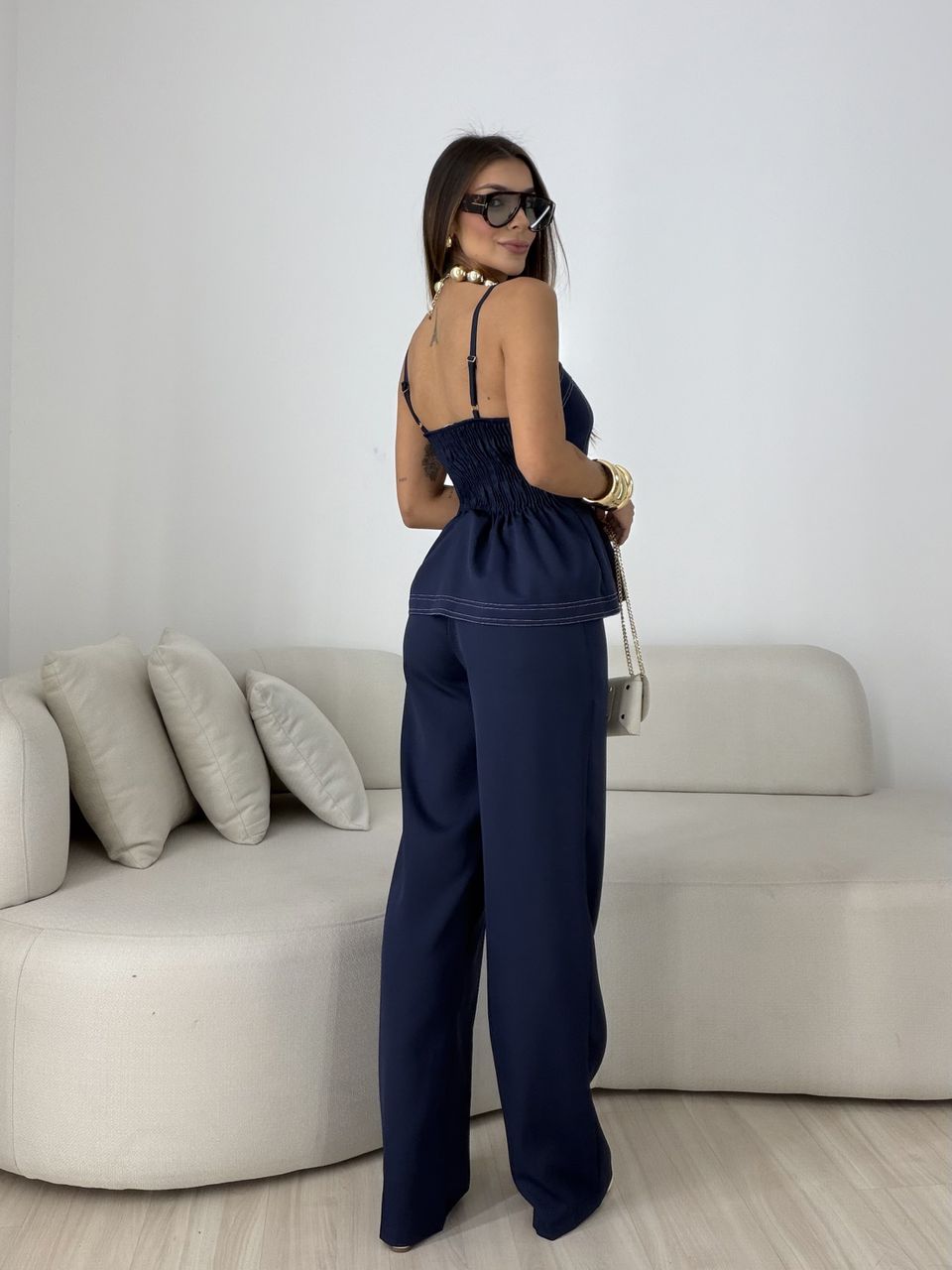 CONJUNTO VALÉRIA BLUSA CALÇA MARINHO