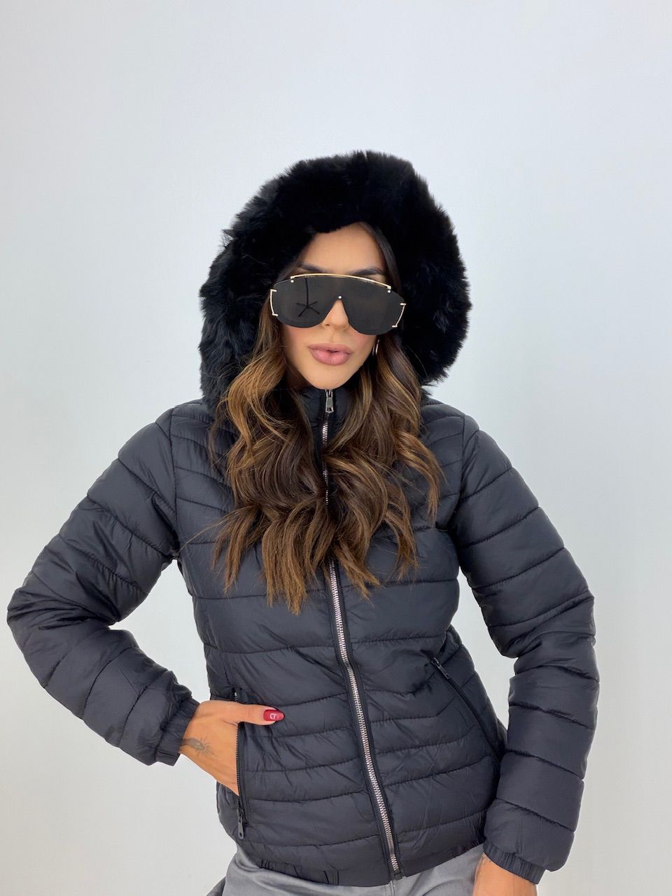 PUFFER LETICIA CAPUZ PRETA - 0078220033 - CAROLLA FERRARO