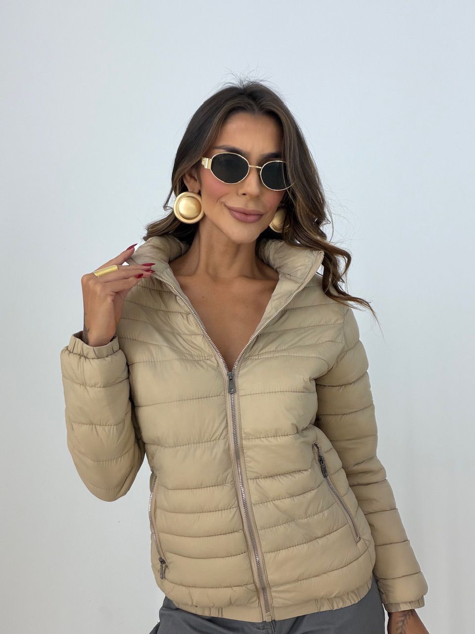 PUFFER LETICIA CAPUZ NUDE