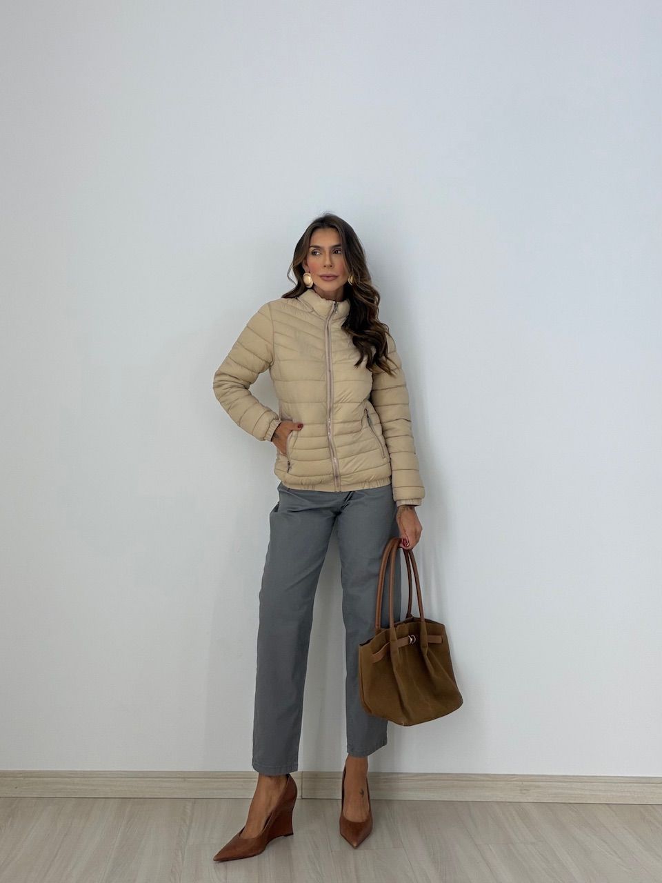 PUFFER LETICIA CAPUZ NUDE