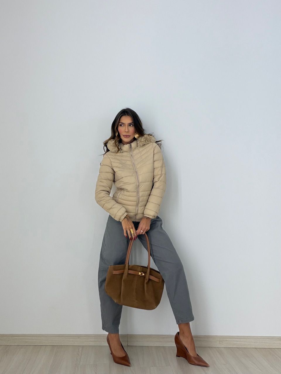 PUFFER LETICIA CAPUZ NUDE