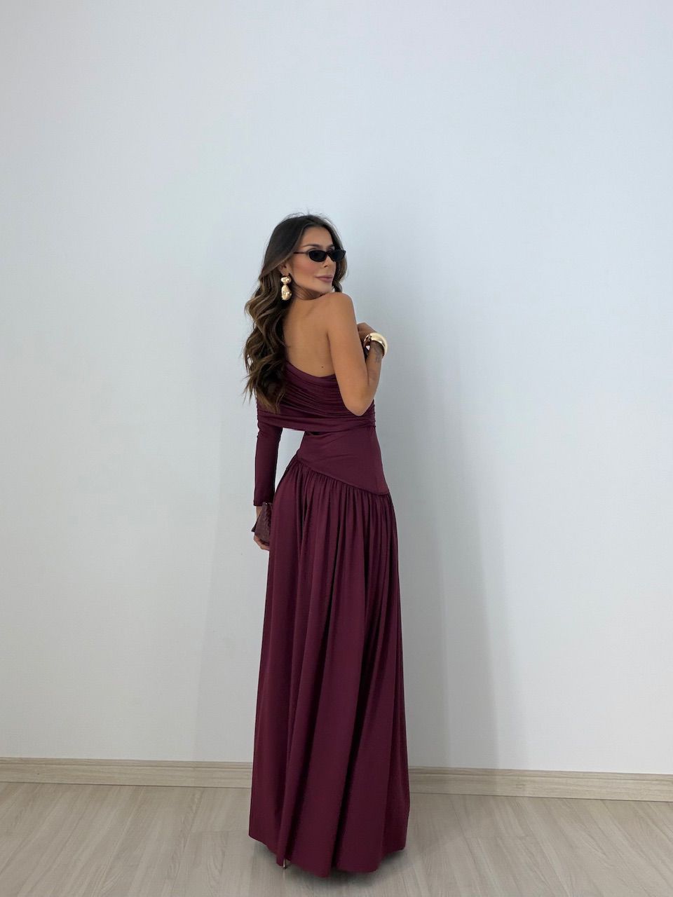 VESTIDO MARIA LAURA NULA MANGA MARSALA