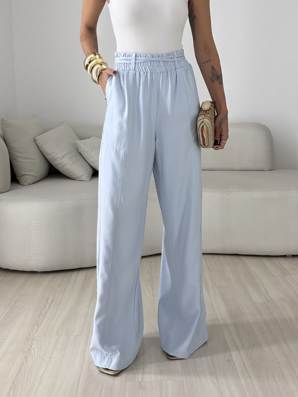 CALÇA LORENA PANTALONA AZUL - 0079910109 - CAROLLA FERRARO