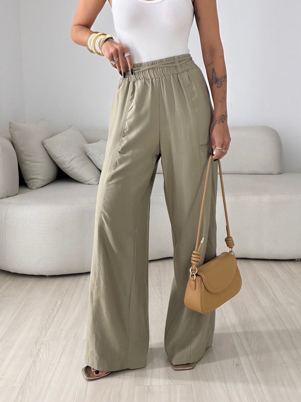 CALÇA LORENA PANTALONA VERDE - 0079910014 - CAROLLA FERRARO