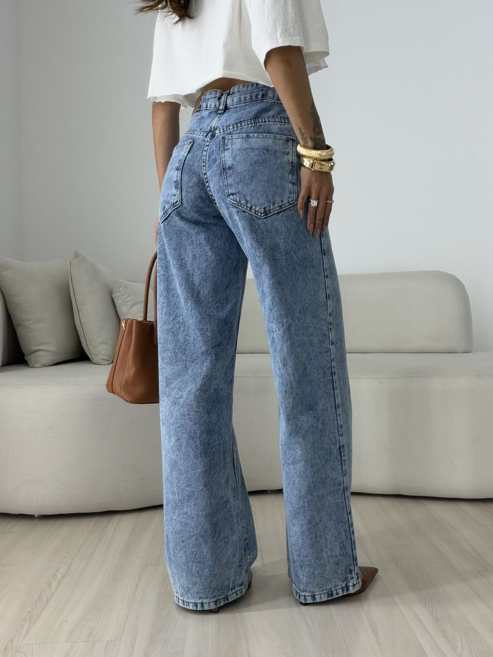 CALÇA VIRGÍNIA WIDE LEG JEANS CLARO
