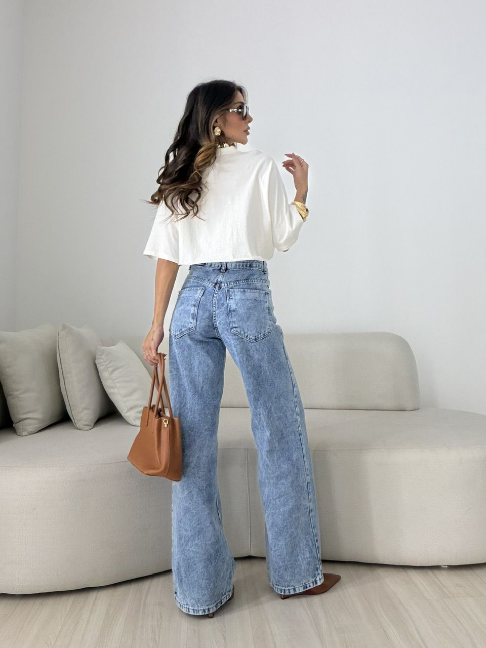 CALÇA VIRGÍNIA WIDE LEG JEANS CLARO