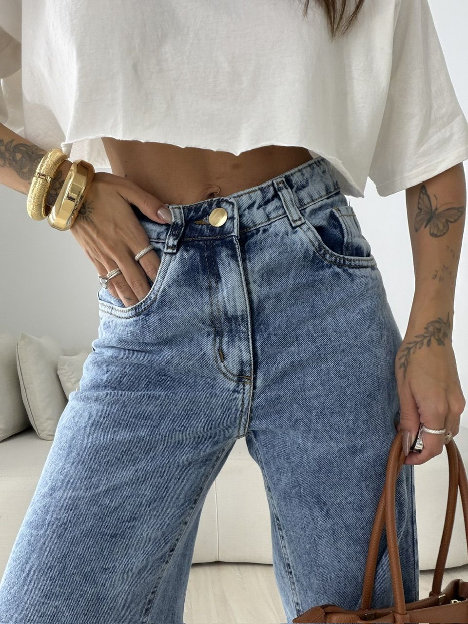 CALÇA VIRGÍNIA WIDE LEG JEANS CLARO