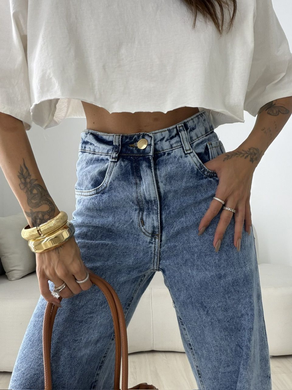 CALÇA VIRGÍNIA WIDE LEG JEANS CLARO