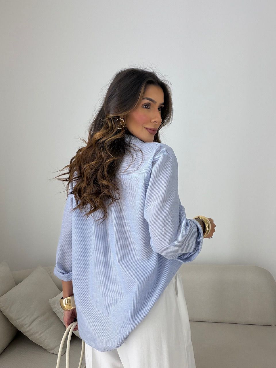 CAMISA ANA LUIZA LISTRAS MARINHO