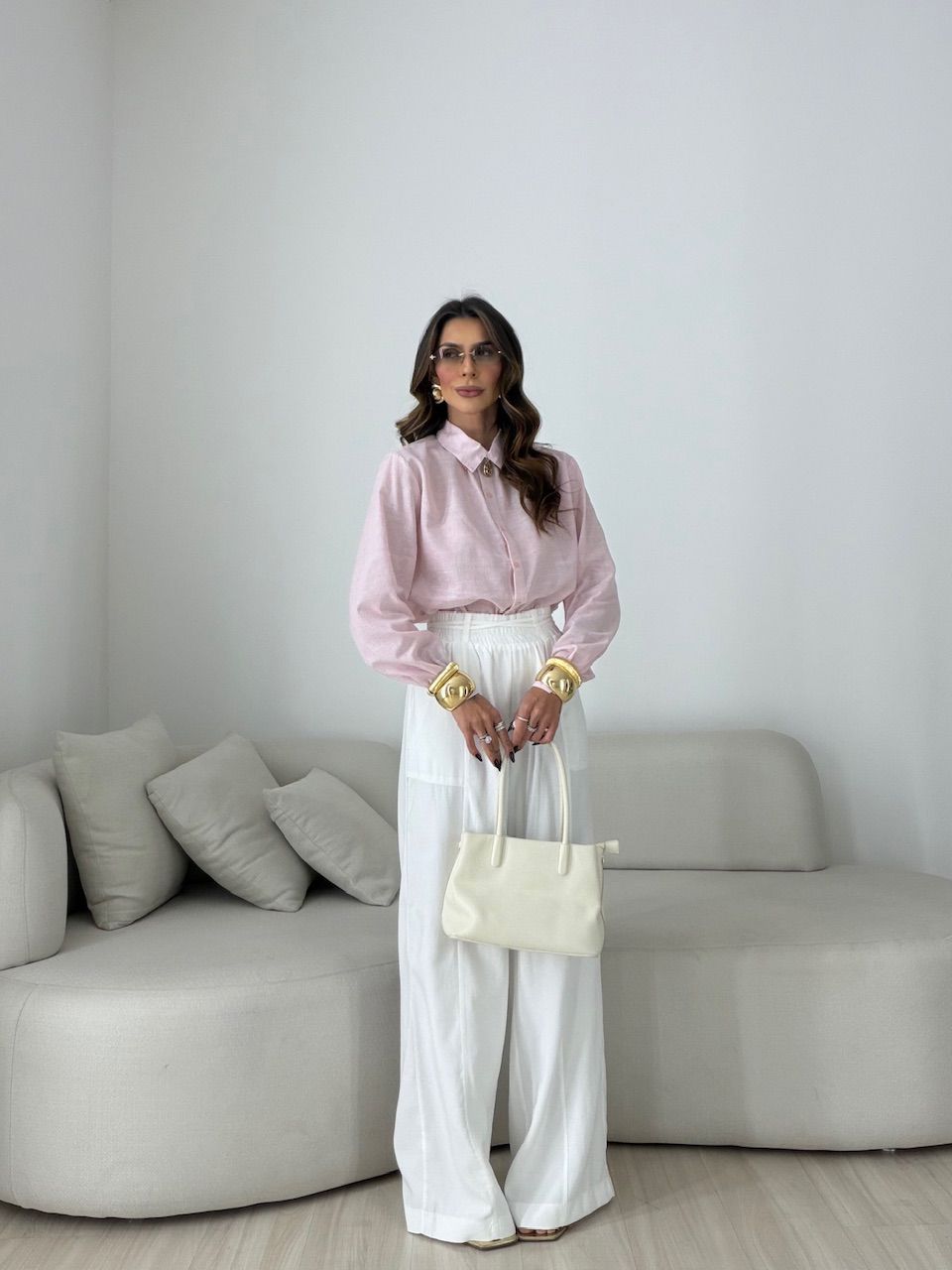 CAMISA ANA LUIZA LISTRAS ROSA
