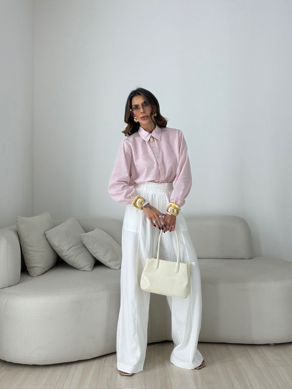 CAMISA ANA LUIZA LISTRAS ROSA