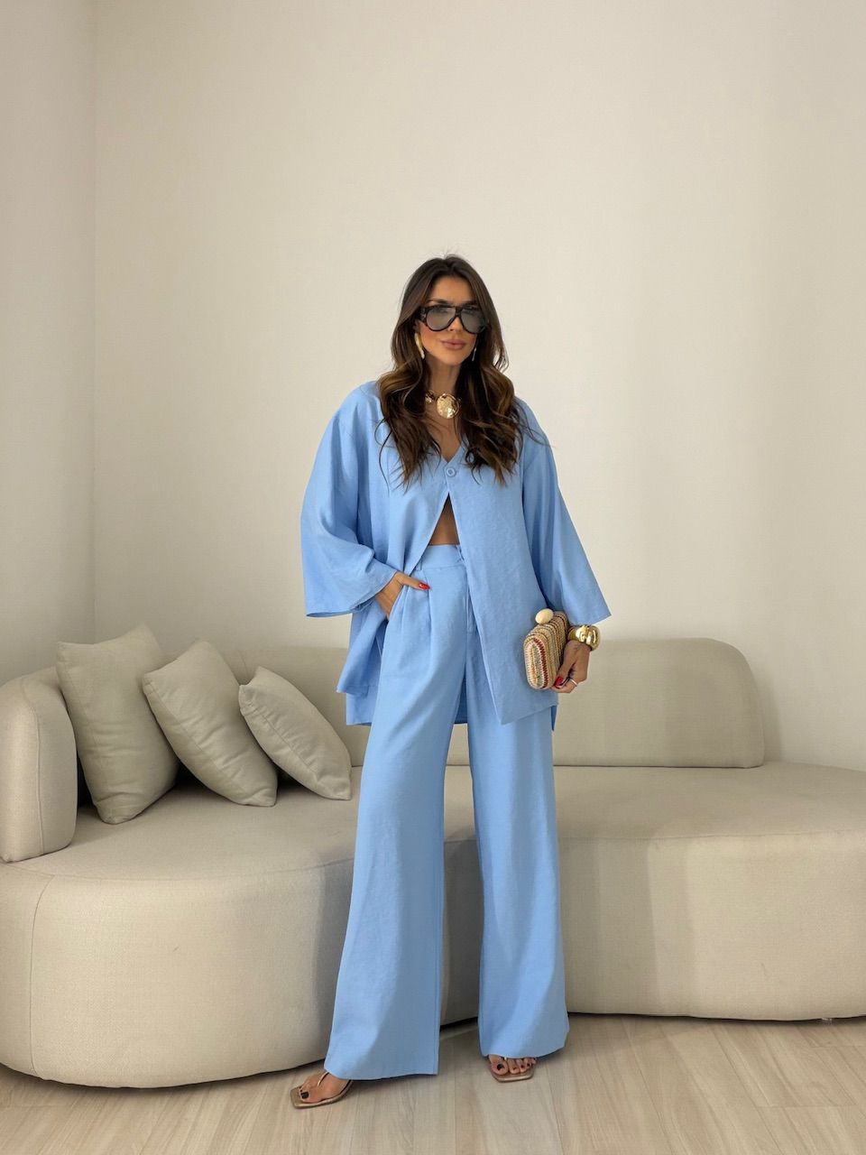 CONJUNTO ODETTE CALÇA AZUL - 0079940109 - CAROLLA FERRARO