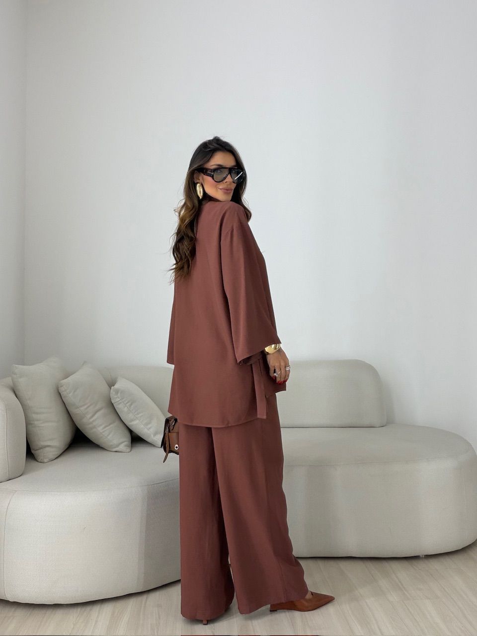 CONJUNTO ODETTE CALÇA MARROM