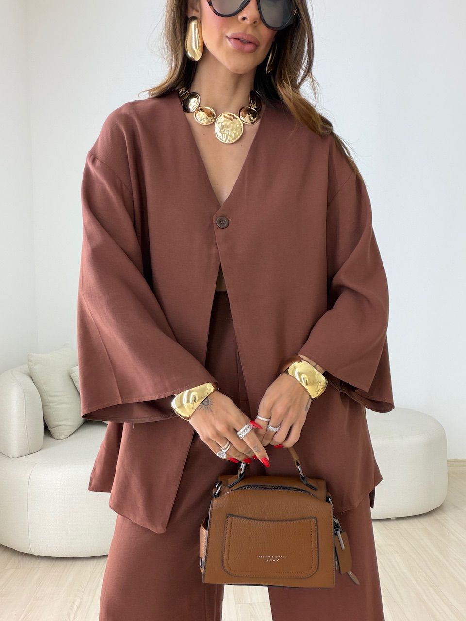 CONJUNTO ODETTE CALÇA MARROM