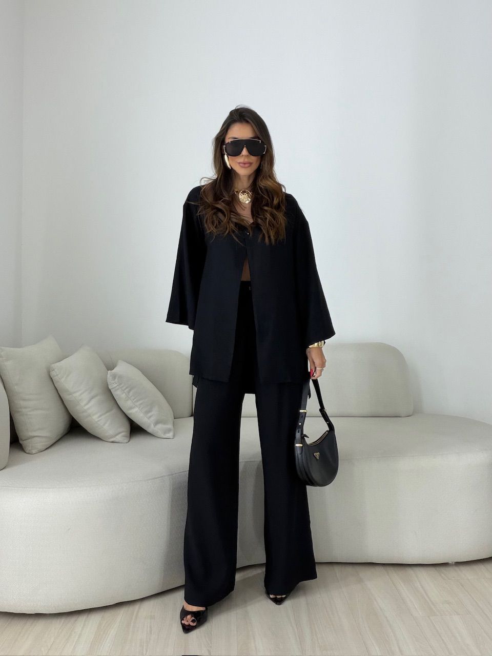 CONJUNTO ODETTE CALÇA PRETO - 0079940032 - CAROLLA FERRARO