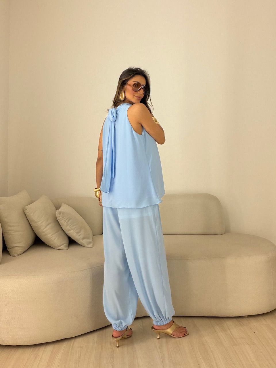 CONJUNTO TÂNIA CALÇA ALADIM AZUL