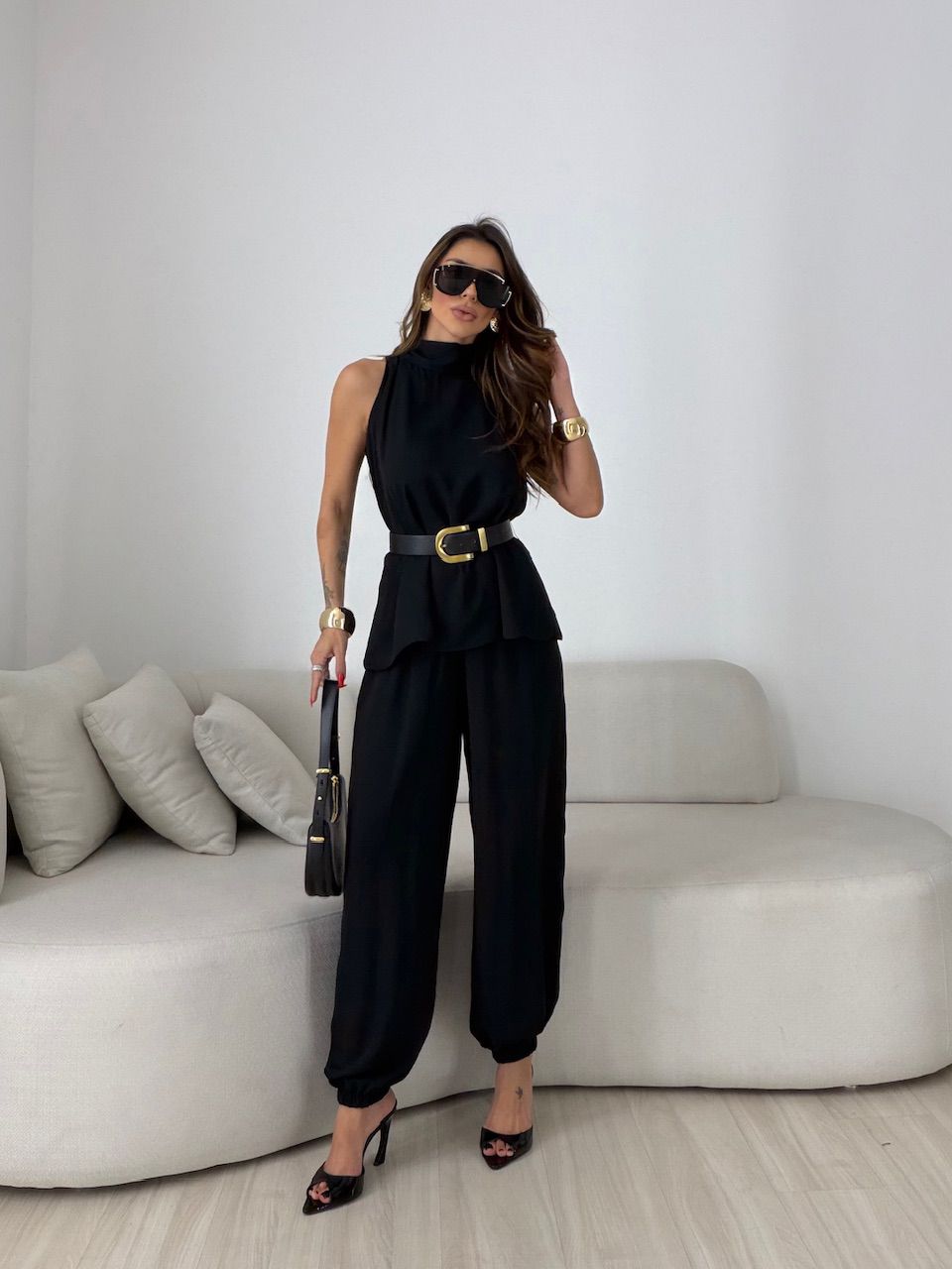 CONJUNTO TÂNIA CALÇA ALADIM PRETO