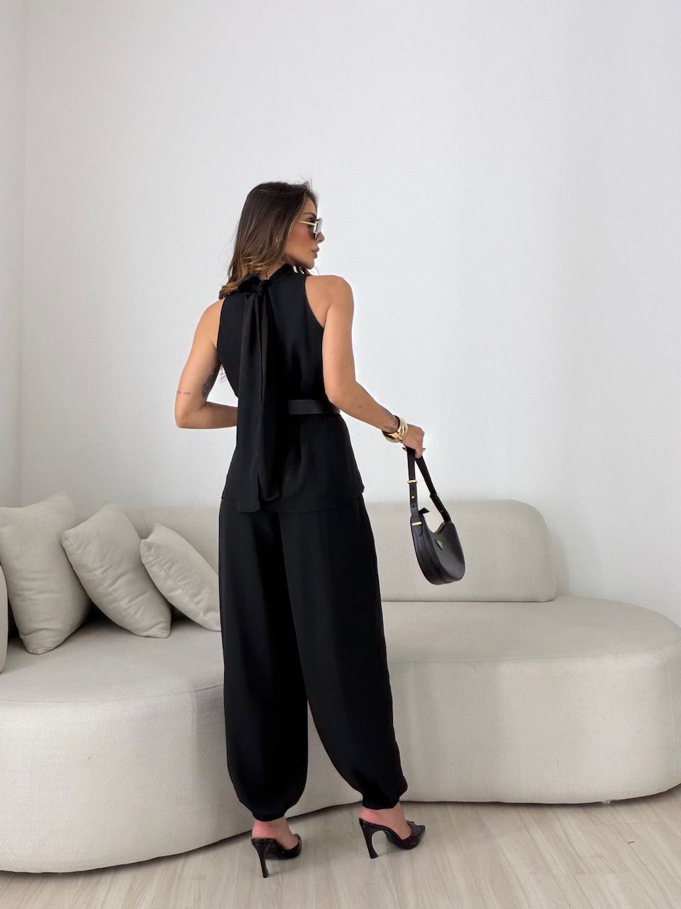 CONJUNTO TÂNIA CALÇA ALADIM PRETO